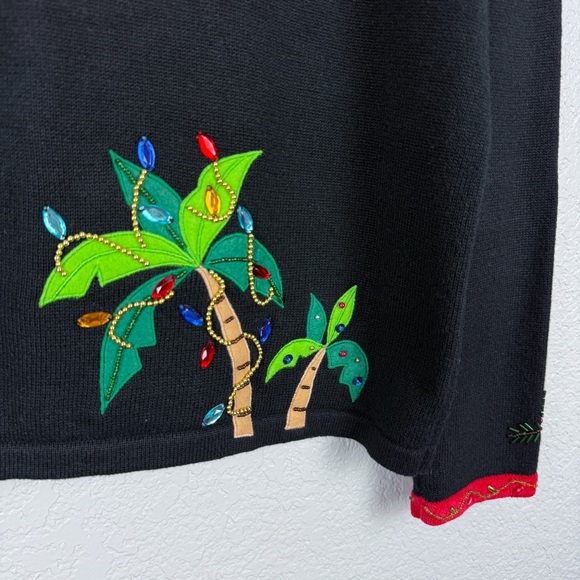 Berek Rare Vintage Tropical Flamingo Christmas Cardigan Sweater M Beaded Sequins - Picture 8 of 12